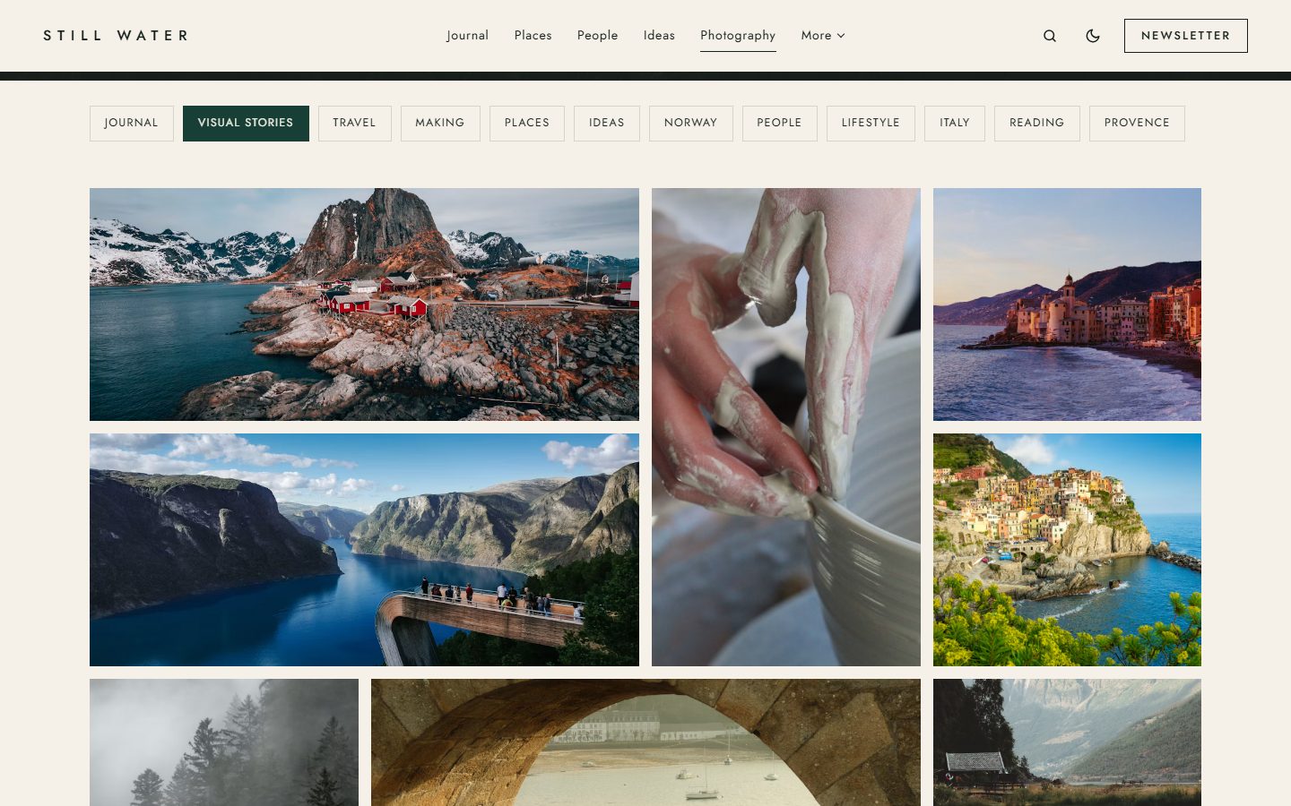 The photography page as a photo mosaic