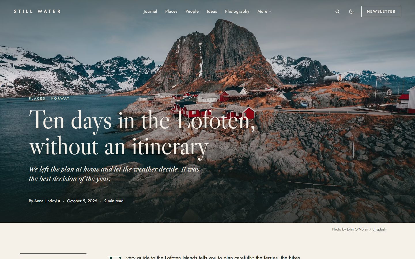 An article opening on a full-width photograph