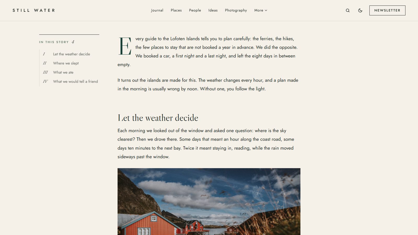 Article with the drop cap and the table of contents in the margin